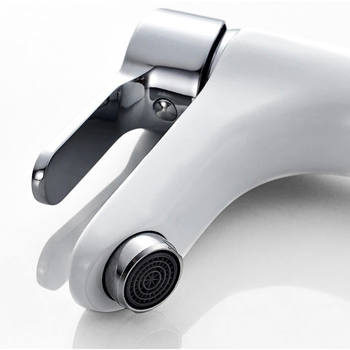 Modern White Single-Handle Bathroom Faucet