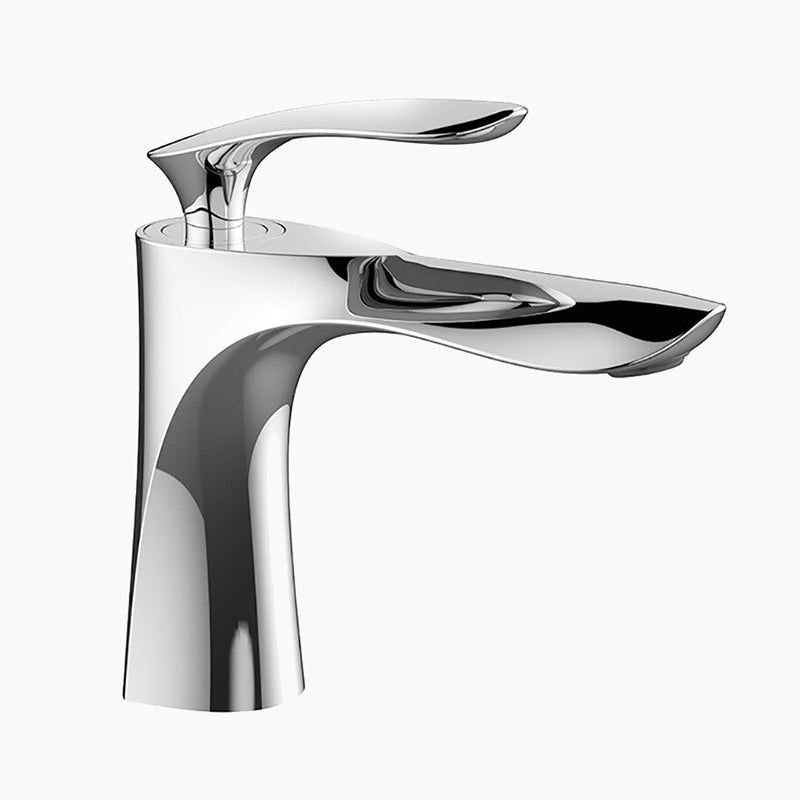 Modern Chrome Basin Faucet with Sculpted Handle