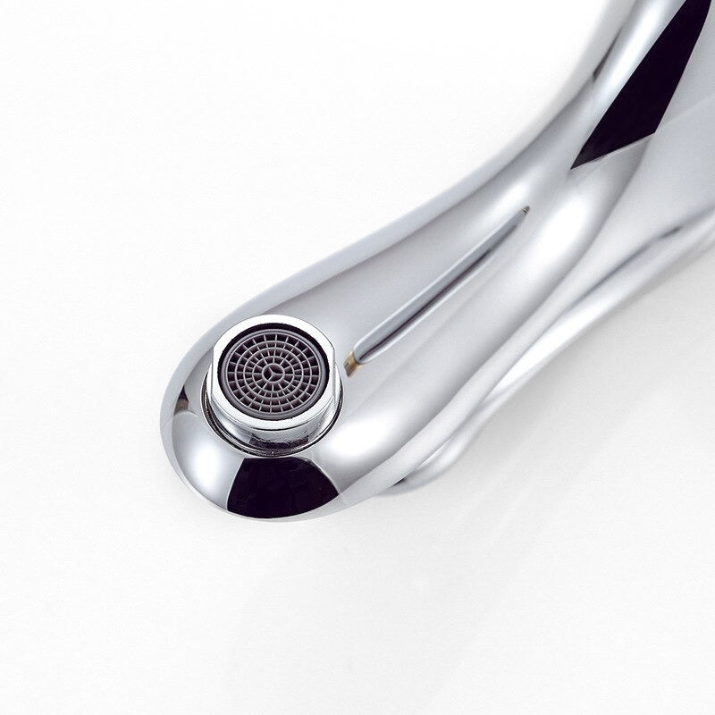 Modern Chrome Basin Faucet with Sculpted Handle