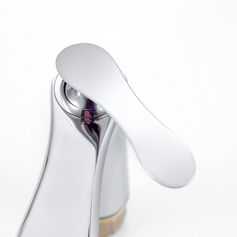 Modern Chrome Basin Faucet with Sculpted Handle