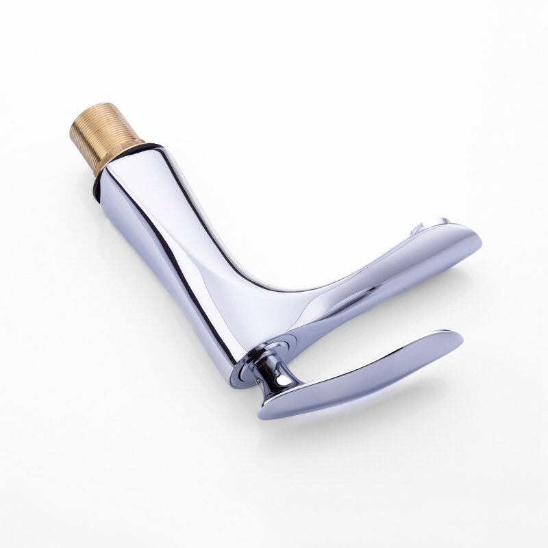 Modern Chrome Basin Faucet with Sculpted Handle