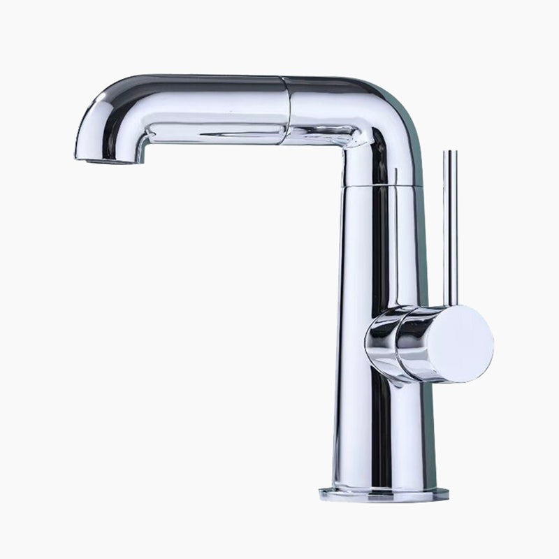 Modern Chrome Kitchen Faucet with Pull-Out Spout