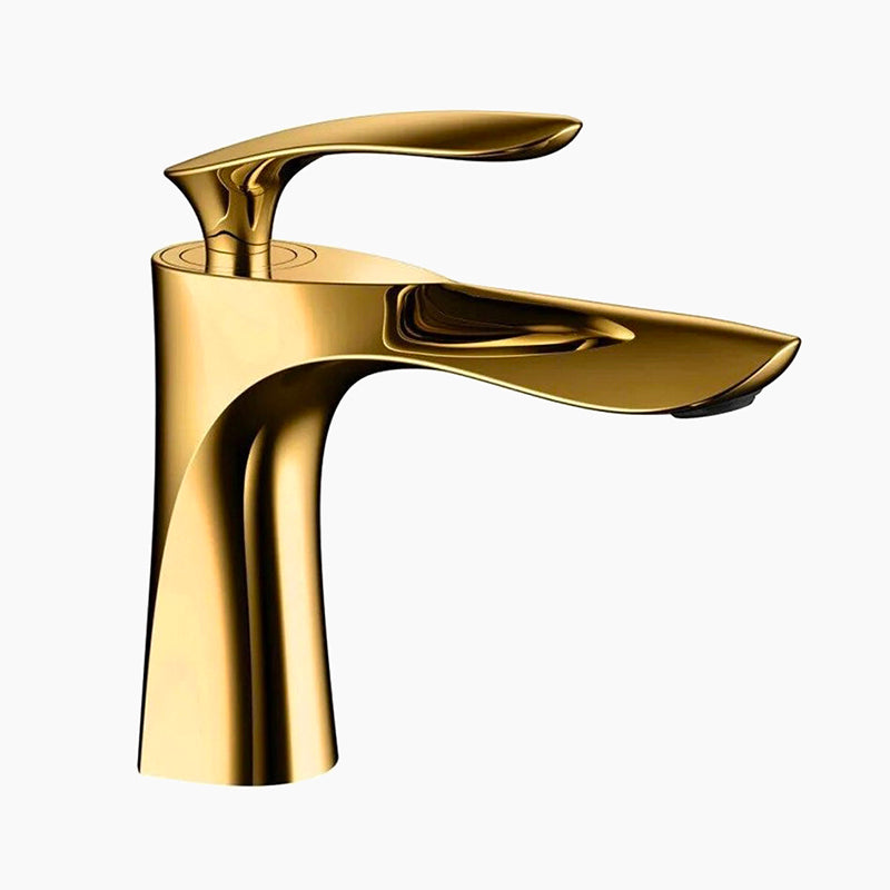 Modern Sculpted Gold Basin Faucet