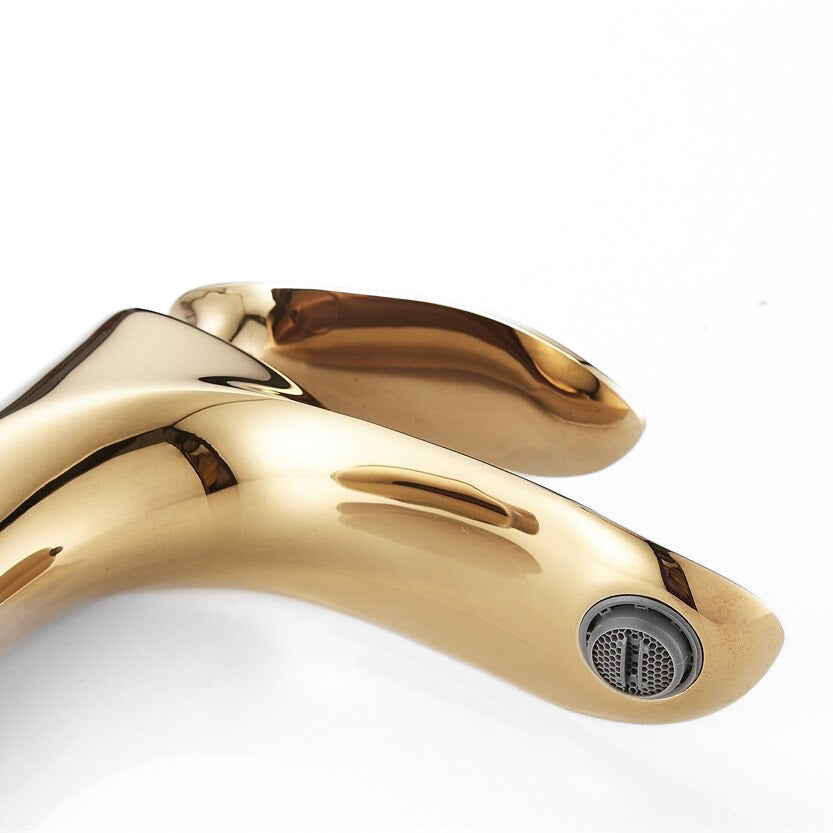 Modern Sculpted Gold Basin Faucet