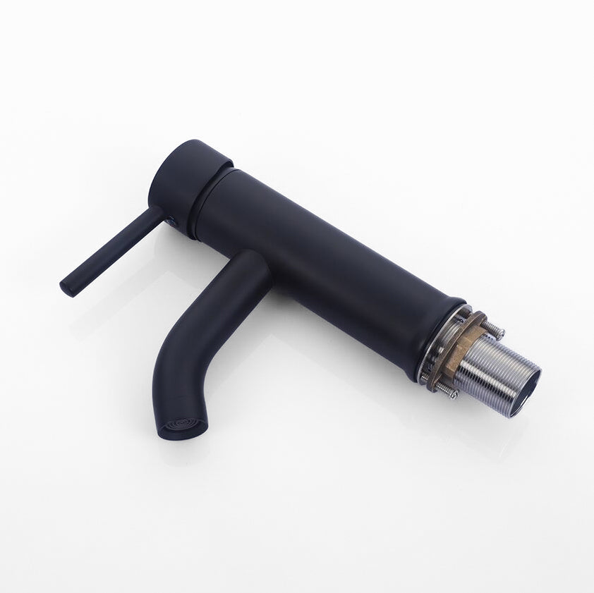 Sleek Matte Black Single-Handle Basin Faucet
