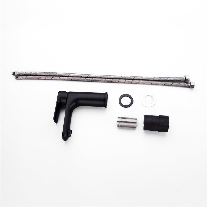 Modern Matte Black Flat Lever Basin Faucet