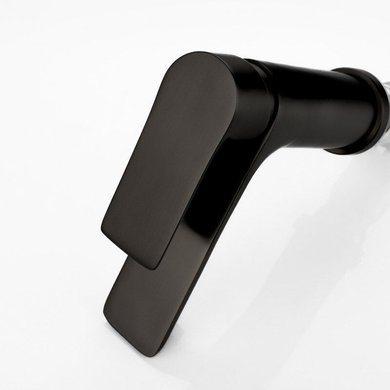 Modern Matte Black Flat Lever Basin Faucet