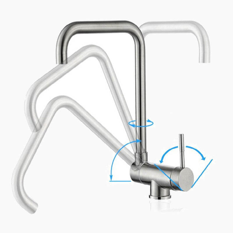 Brushed Stainless Steel Foldable Kitchen Faucet