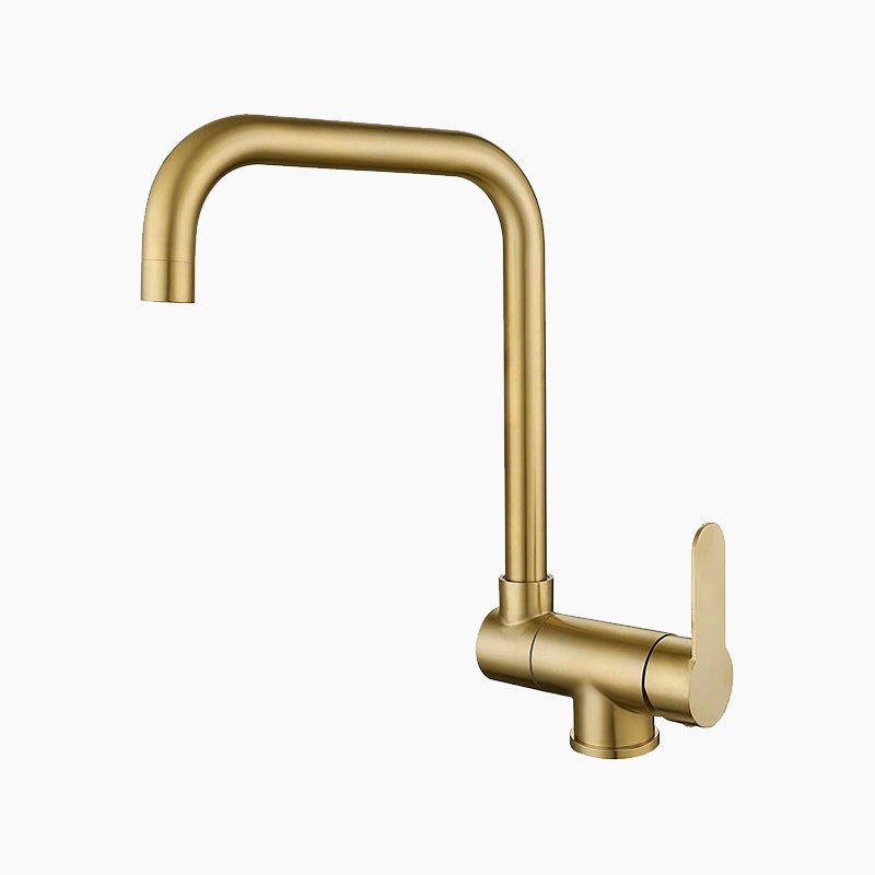 Modern Matte Gold Kitchen Faucet with Square Spout