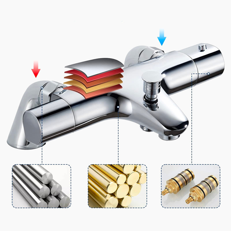 Modern Chrome Thermostatic Bathtub Faucet
