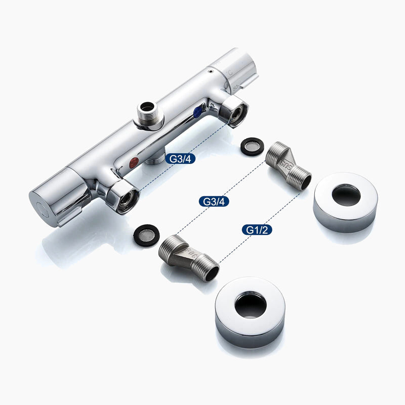 Modern Polished Chrome Thermostatic Shower Mixer