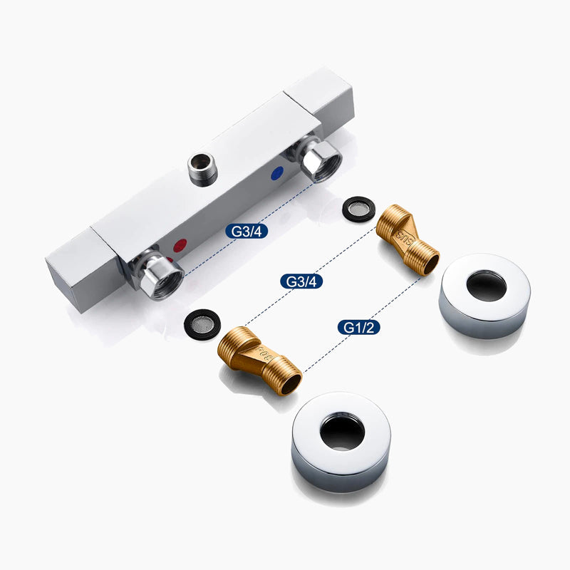 Modern Square Chrome Thermostatic Shower Mixer
