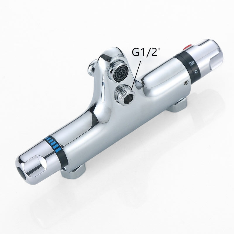 Chrome Thermostatic Shower Mixer with Safety Stop