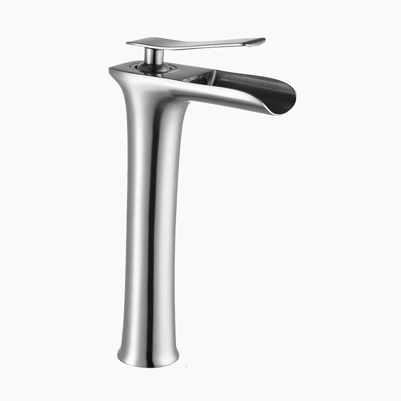 Tall Waterfall Basin Faucet in Brushed Nickel
