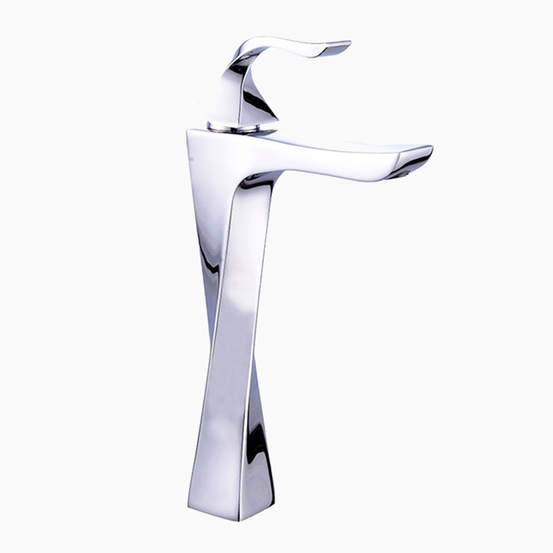 Tall Polished Chrome Twisted Column Basin Faucet