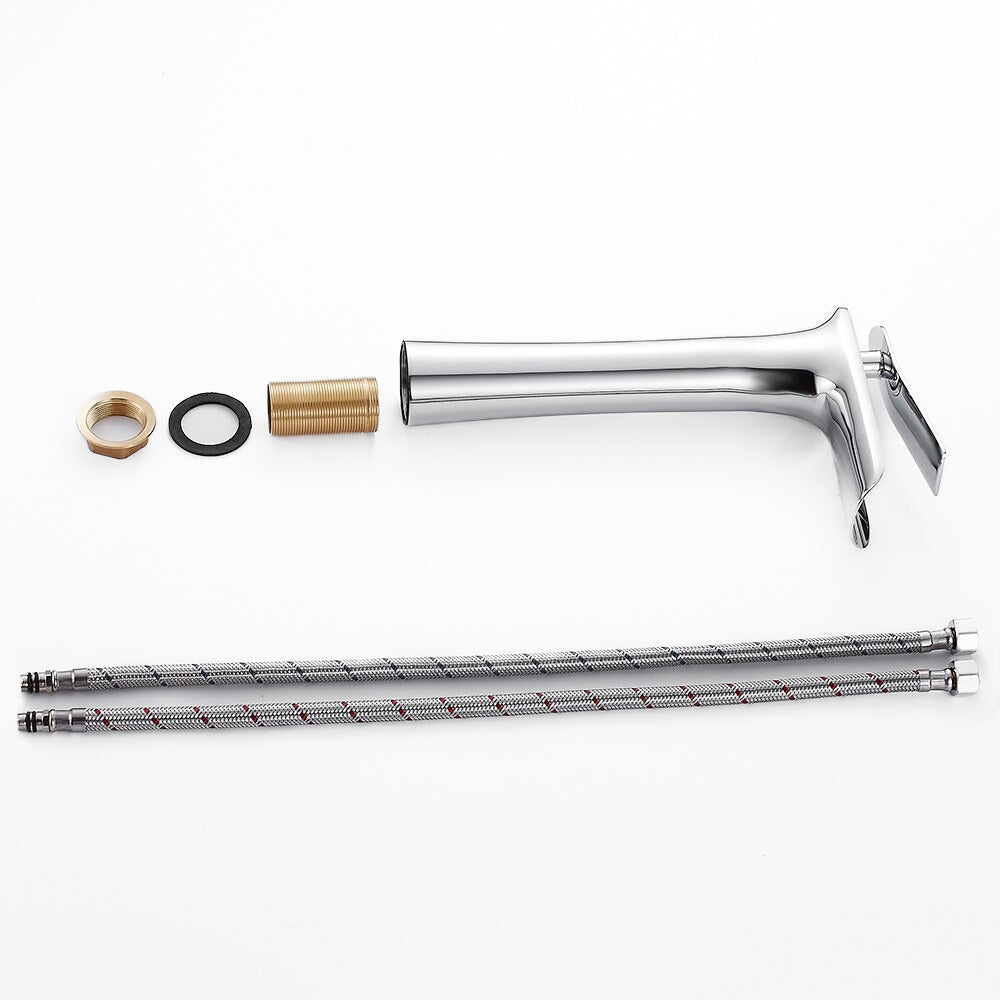 Modern Tall Single Handle Chrome Waterfall Faucet