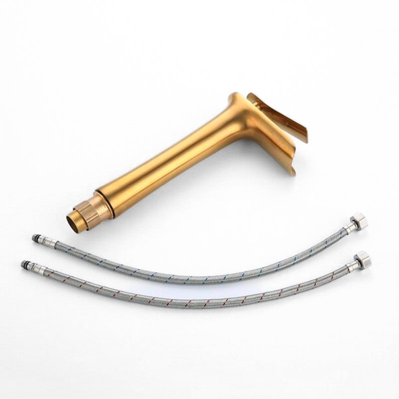Brushed Gold Tall Waterfall Basin Faucet