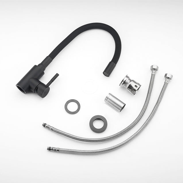 Modern Matte Black Gooseneck Kitchen Faucet