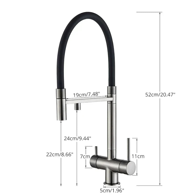 Brushed Nickel Kitchen Faucet with Flexible & Filter Tap