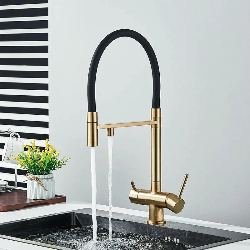 Brushed gold kitchen faucet with a luxurious finish