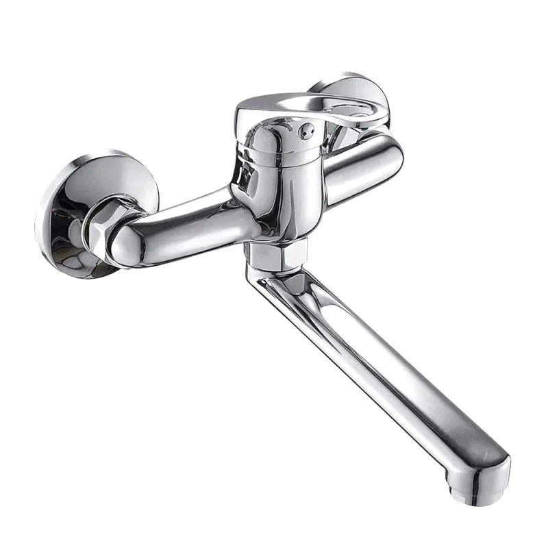 Chrome wall-mounted faucet with a modern and elegant design
