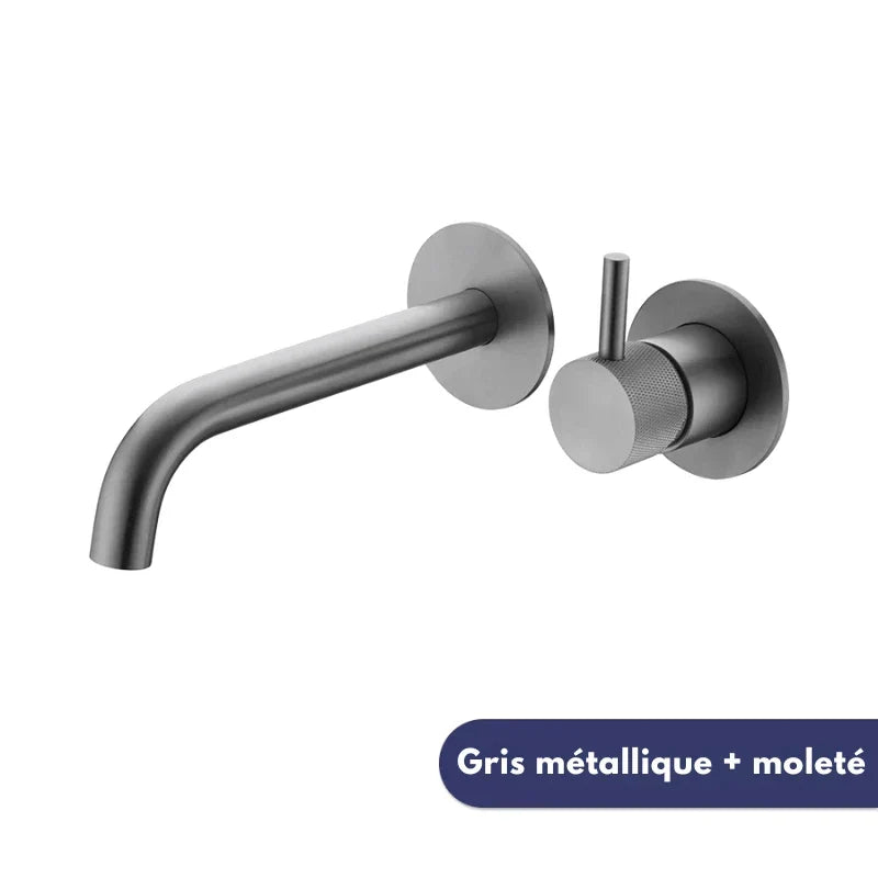 Matte Black Wall Mounted Faucet with Knurled Handle