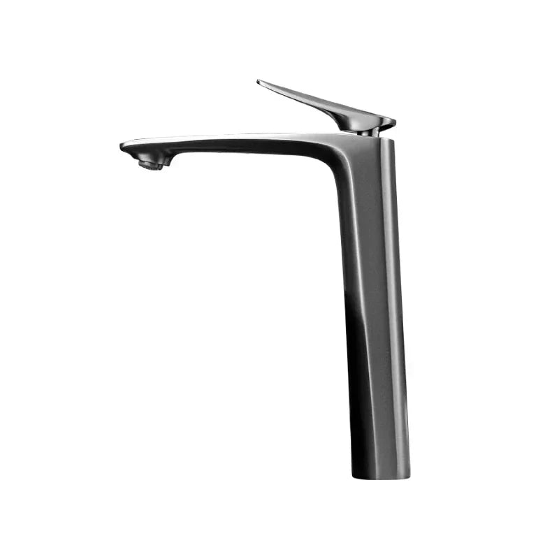 Modern Tall Brushed Nickel Single Handle Bathroom Faucet