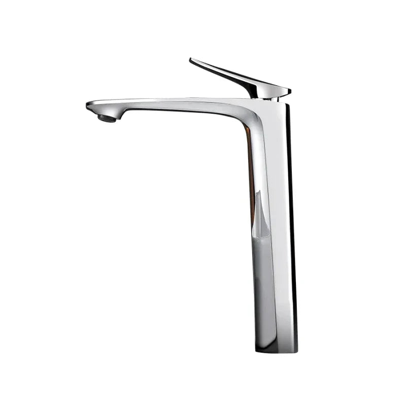 Modern Tall Brushed Nickel Single Handle Bathroom Faucet