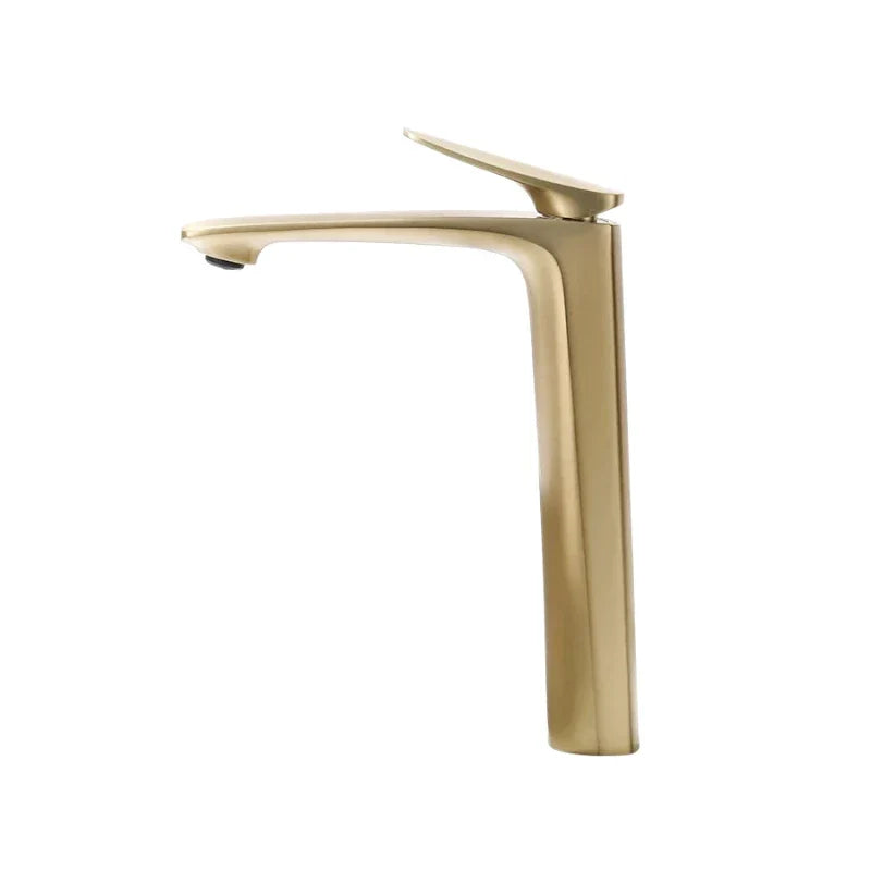 Modern Tall Brushed Nickel Single Handle Bathroom Faucet