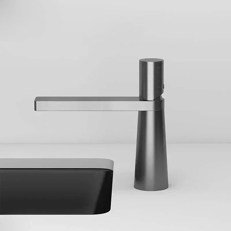 Black faucet in matte grey with minimalist design