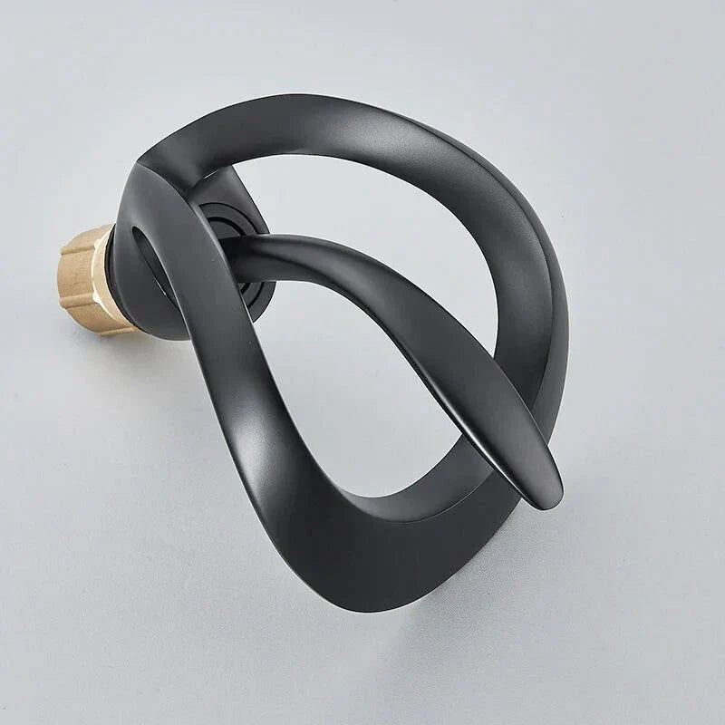 Modern Matte Black Waterfall Faucet with Twisted Spout
