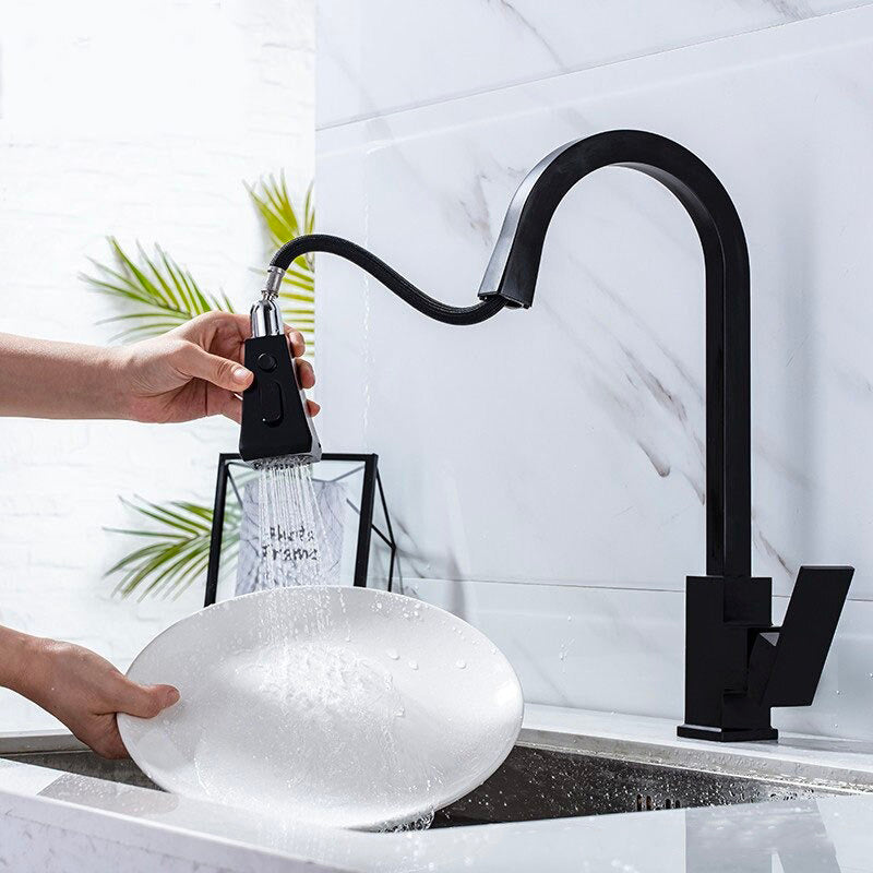 A Kitchen Faucet with a Pull-Down Sprayer Image
