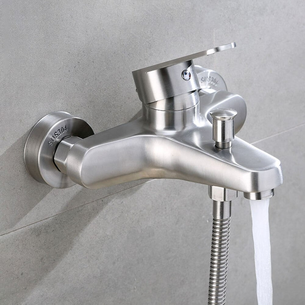 A Brushed Steel Bathtub Faucet Image
