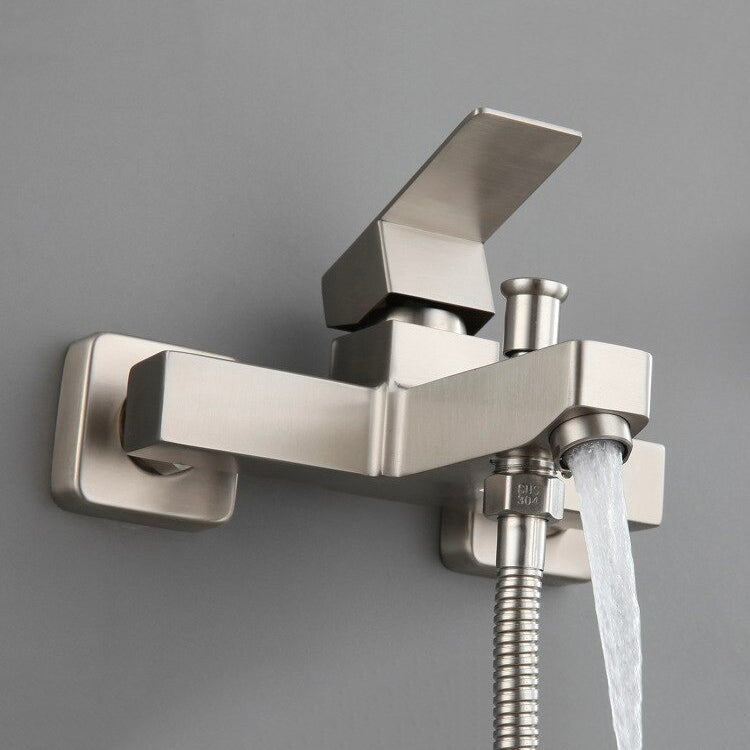 A Brushed Steel Bathtub Faucet Image