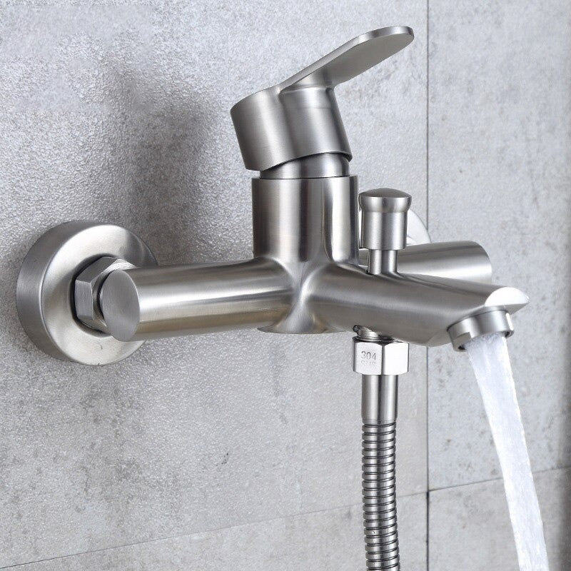 A Brushed Steel Bathtub Faucet Image