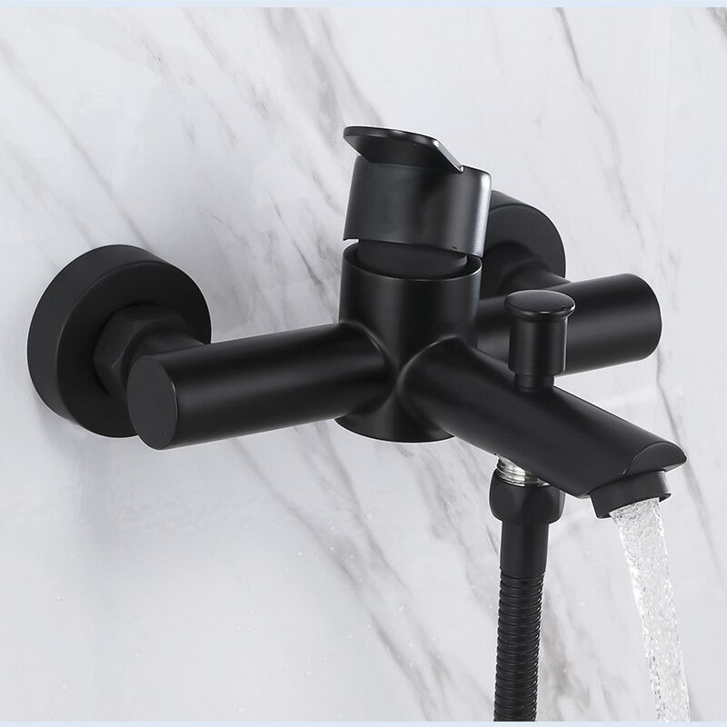 A Matte Black Bathtub Faucet Image