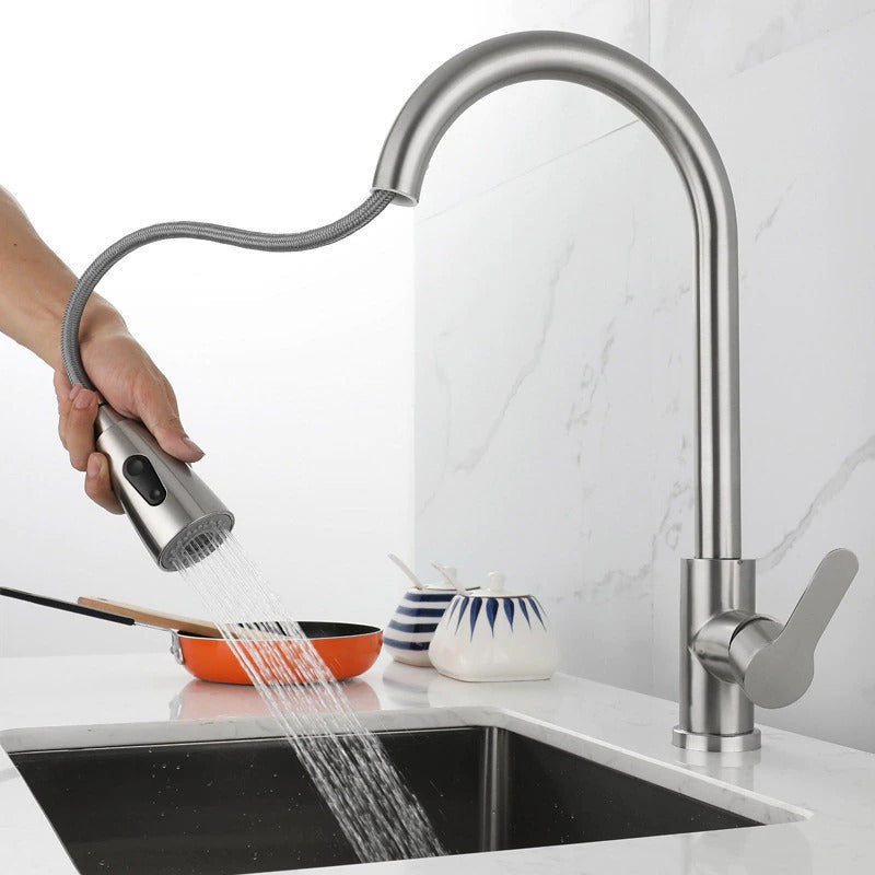A Kitchen Faucet with a Pull-Down Sprayer Image