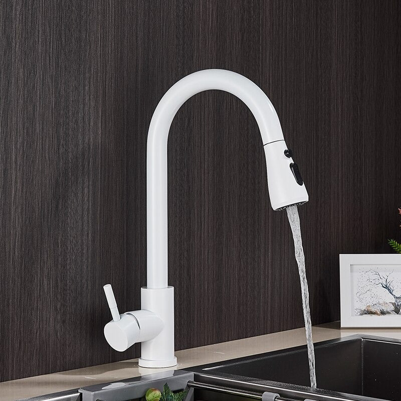 An Elegant White Kitchen Faucet Image