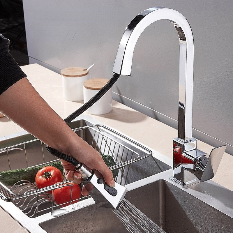 A Kitchen Faucet with a Pull-Down Sprayer Image
