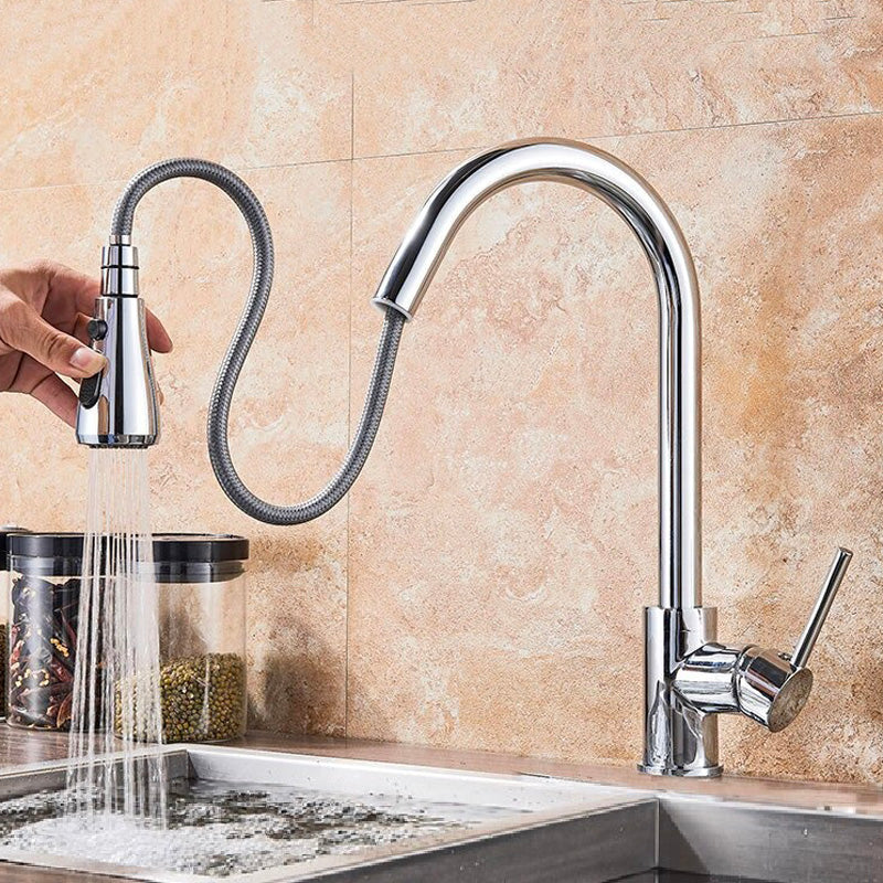 A Kitchen Faucet with a Pull-Down Sprayer Image