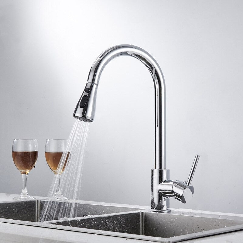An Elegant Chrome Kitchen Faucet Image