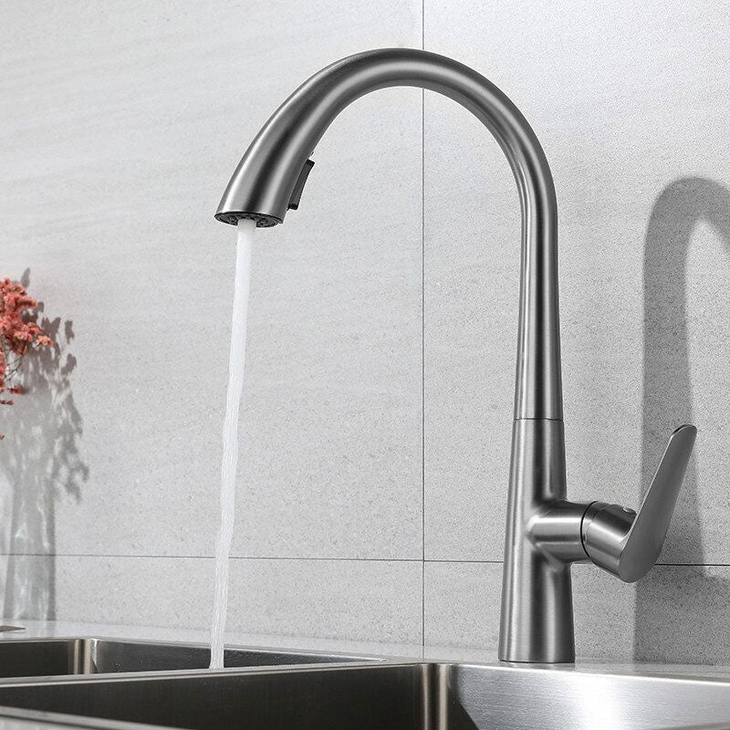 A Kitchen Faucet with a Pull-Down Sprayer Image