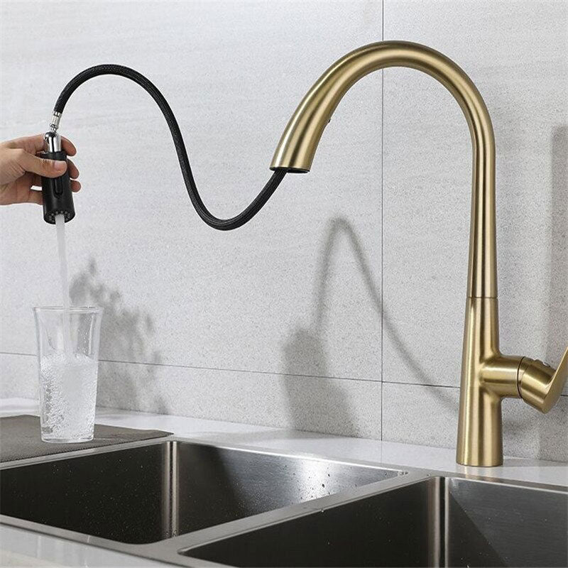 An Elegant Gold Kitchen Faucet Image