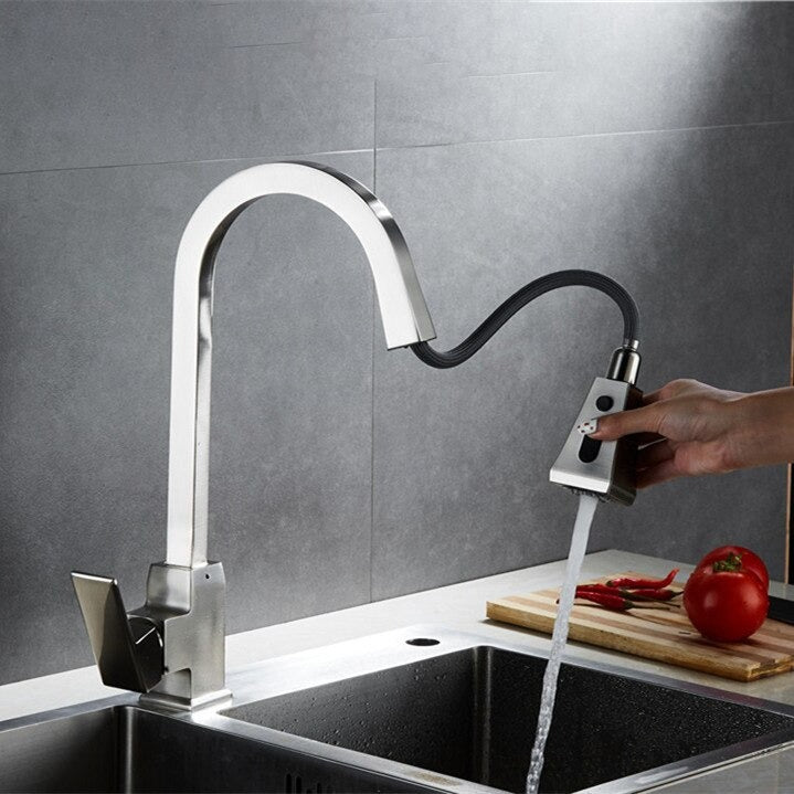 A Kitchen Faucet with a Pull-Down Sprayer Image