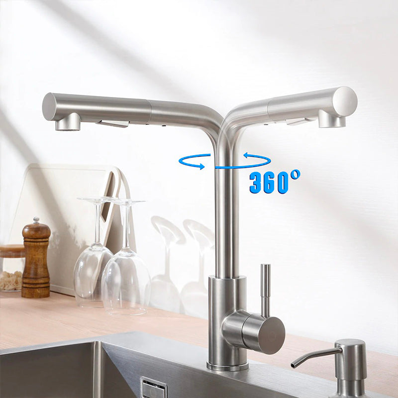A Minimalist Stainless Steel Kitchen Faucet Image