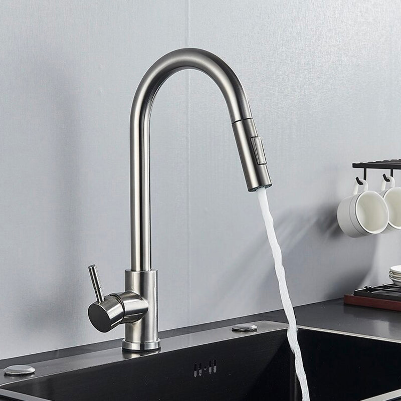 A Stainless Steel Gooseneck Kitchen Faucet Image