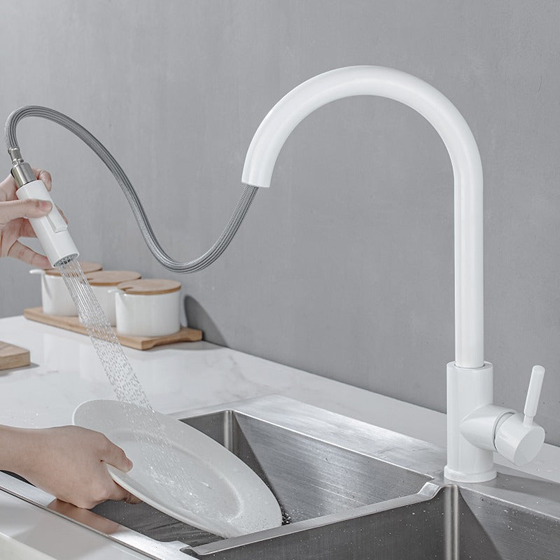 A Kitchen Faucet with a Pull-Down Sprayer Image