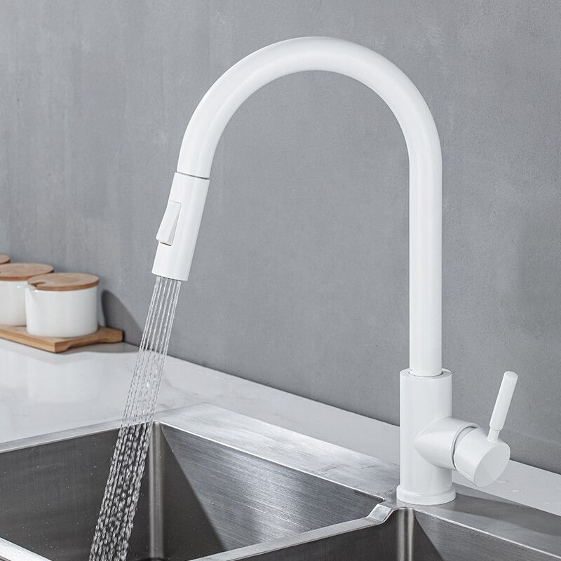 A White Gooseneck Kitchen Faucet Image