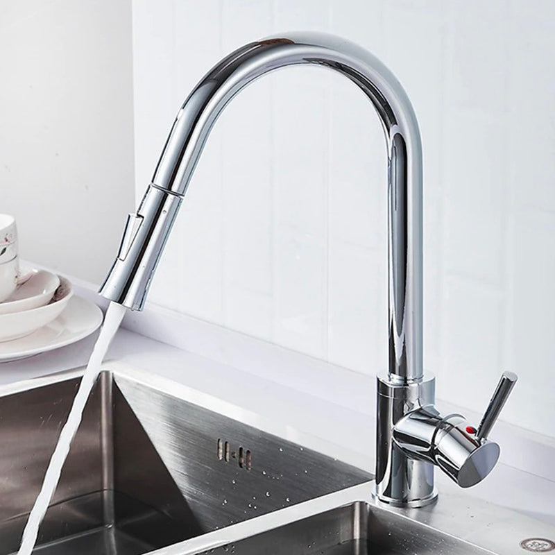 A Chrome Gooseneck Kitchen Faucet Image
