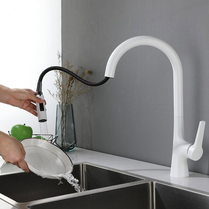A White Gooseneck Kitchen Faucet Image